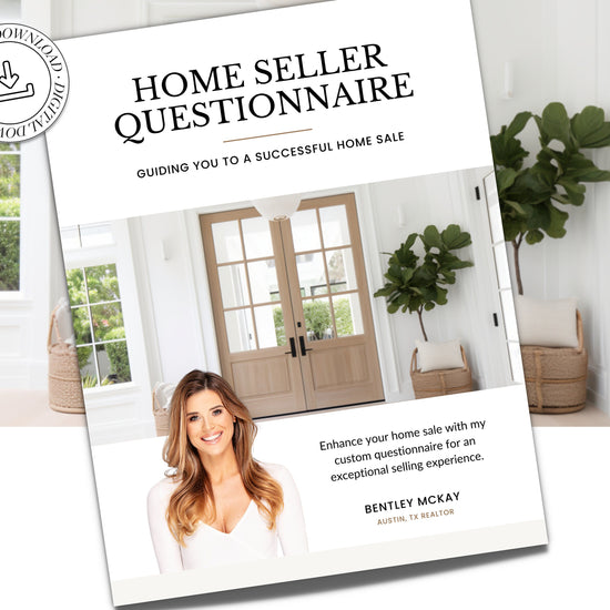 Home Seller Questionnaire for Real Estate Agents | Realtor Marketing Material | Canva Template | Seller Guide | Client Home Guide | Seller