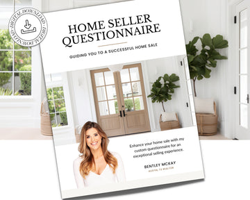 Home Seller Questionnaire for Real Estate Agents | Realtor Marketing Material | Canva Template | Seller Guide | Client Home Guide | Seller