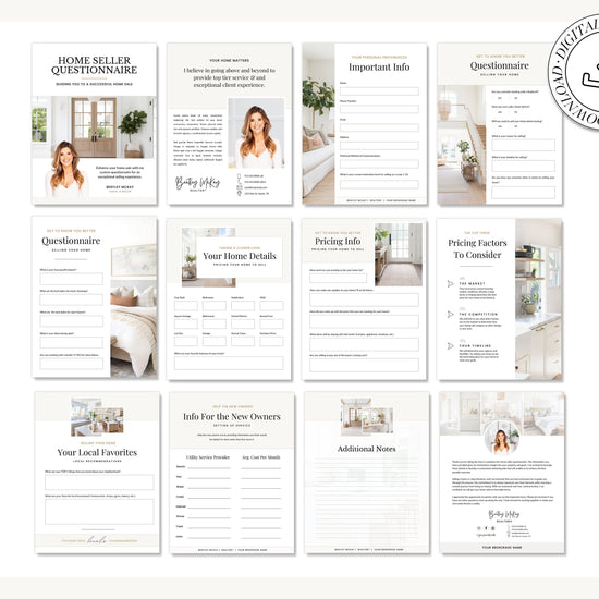 Home Seller Questionnaire for Real Estate Agents | Realtor Marketing Material | Canva Template | Seller Guide | Client Home Guide | Seller