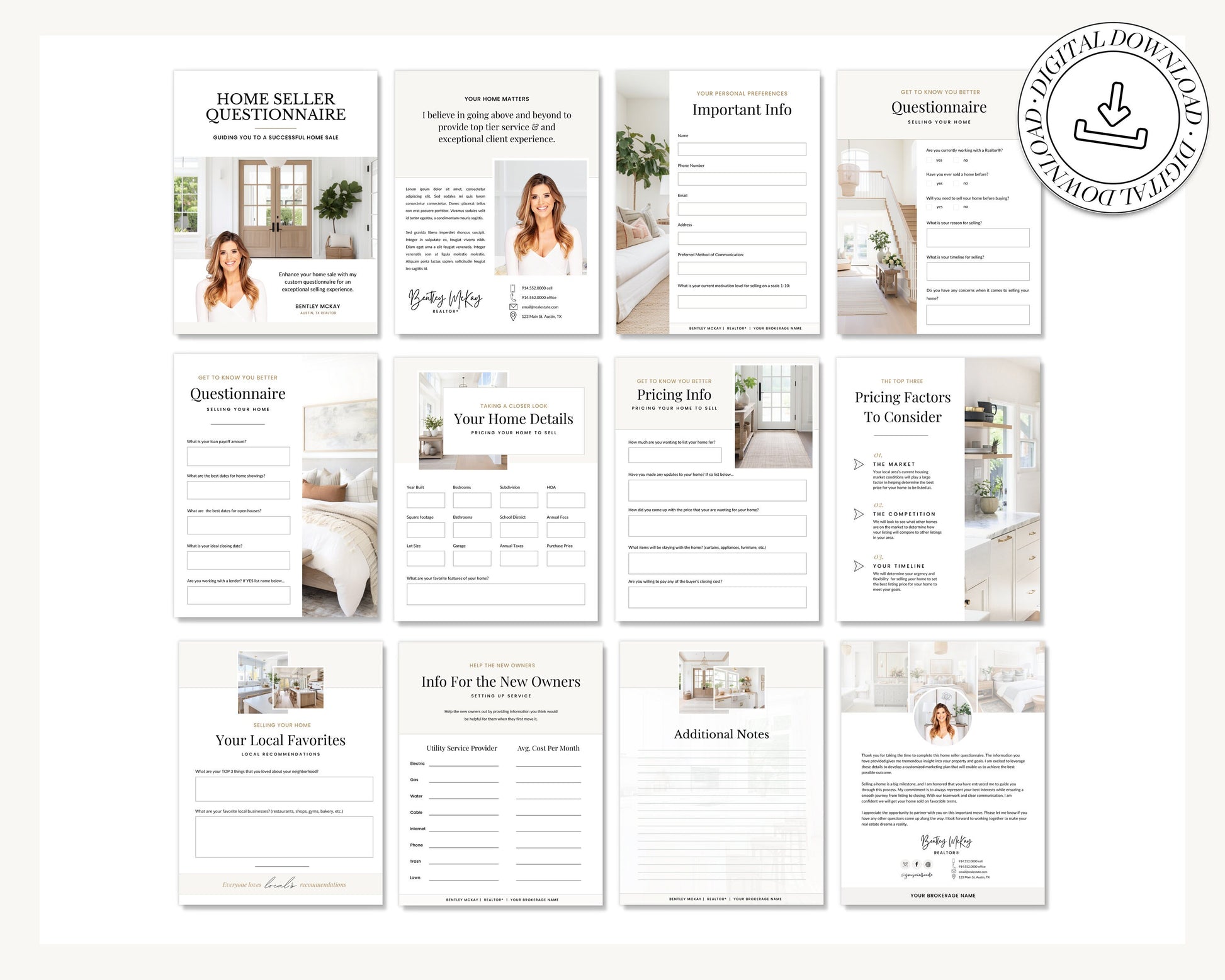 Home Seller Questionnaire for Real Estate Agents | Realtor Marketing Material | Canva Template | Seller Guide | Client Home Guide | Seller