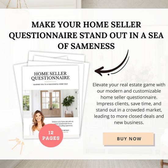 Home Seller Questionnaire for Real Estate Agents | Realtor Marketing Material | Canva Template | Seller Guide | Client Home Guide | Seller