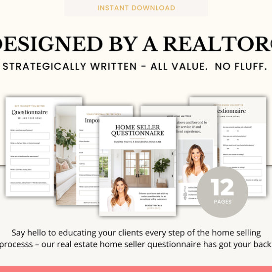 Home Seller Questionnaire for Real Estate Agents | Realtor Marketing Material | Canva Template | Seller Guide | Client Home Guide | Seller