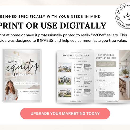 Home Equity Report | CMA Packet Clients | Comparative Market Analysis | Listing Presentation | Seller Guide Real Estate Prospecting | Canva