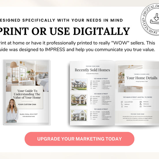 Home Equity Report | CMA Packet Clients | Comparative Market Analysis | Listing Presentation | Seller Guide Real Estate Prospecting | Canva