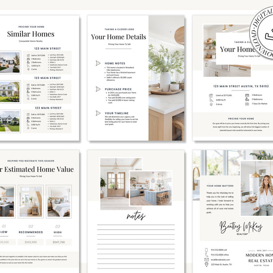 Home Equity Report | CMA Packet Clients | Comparative Market Analysis | Listing Presentation | Seller Guide Real Estate Prospecting | Canva