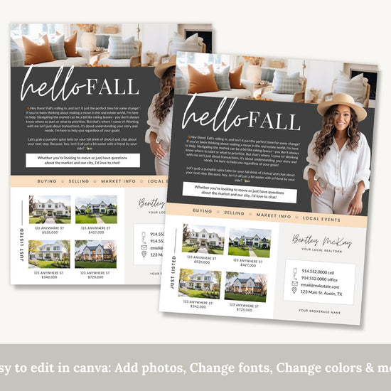 Fall Real Estate Flyer | Real Estate Marketing | Canva Template | Real Estate Template | Autumn | Real Estate Post | Pumpkin Spice | Card