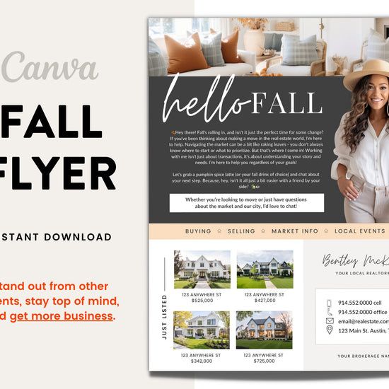 Fall Real Estate Flyer | Real Estate Marketing | Canva Template | Real Estate Template | Autumn | Real Estate Post | Pumpkin Spice | Card