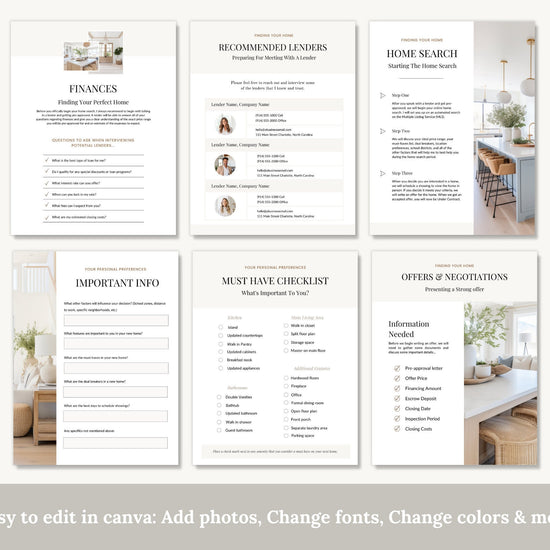 Real Estate Home Buyer Guide | Buyer Packet | Real Estate Marketing | Real Estate Canva Template | Buyer Roadmap | 17 Editable Pages -Vol 1