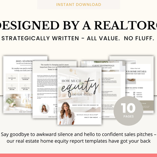 Home Equity Report | CMA Packet Clients | Comparative Market Analysis | Listing Presentation | Seller Guide Real Estate Prospecting | Canva
