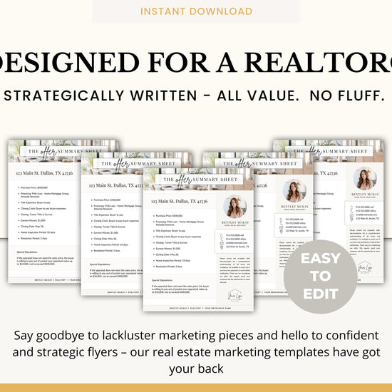 Offer Summary Cover Sheet | Real Estate Marketing | Multiple Offer | Home Buyer Guide | Seller Guide | Offer Cover Sheet | Real Estate