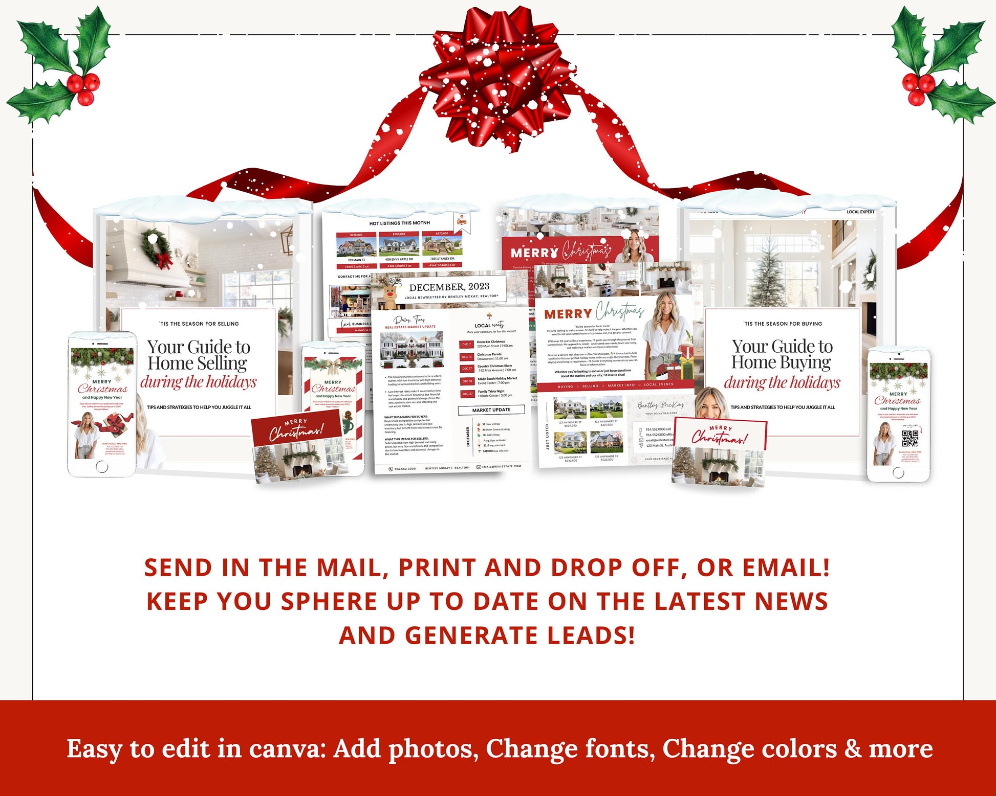 Christmas Real Estate Bundle | Real Estate Marketing Canva Templates | Real Estate Social Media Posts | Winter Holiday Real Estate | Holiday