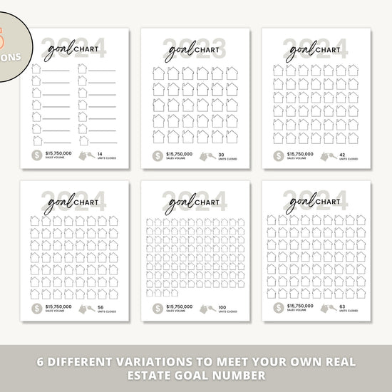 Real Estate Goal Chart | Printable Real Estate Goal Tracker | 2024 New Year Real Estate | Real Estate Planner | Real Estate Canva Template