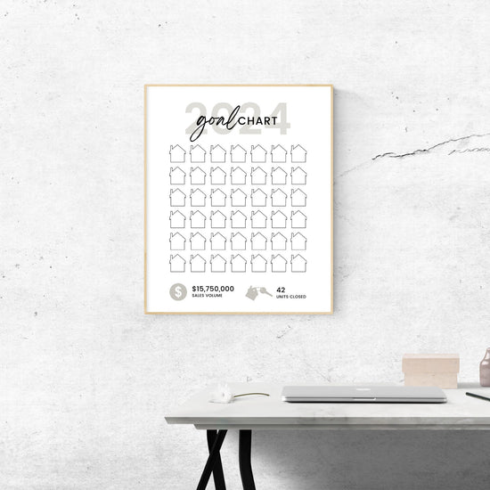 Real Estate Goal Chart | Printable Real Estate Goal Tracker | 2024 New Year Real Estate | Real Estate Planner | Real Estate Canva Template