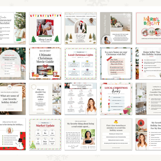 December Real Estate Captions & 31 Matching Real Estate Canva Posts | Real Estate Instagram Posts | Real Estate Marketing | Canva Template