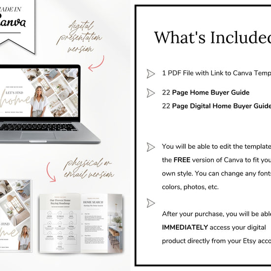 Real Estate Home Buyer Guide | Buyer Packet | Digital Home Buyer Presentation | Real Estate Canva Template | Buyer Roadmap | Buyer Roadmap