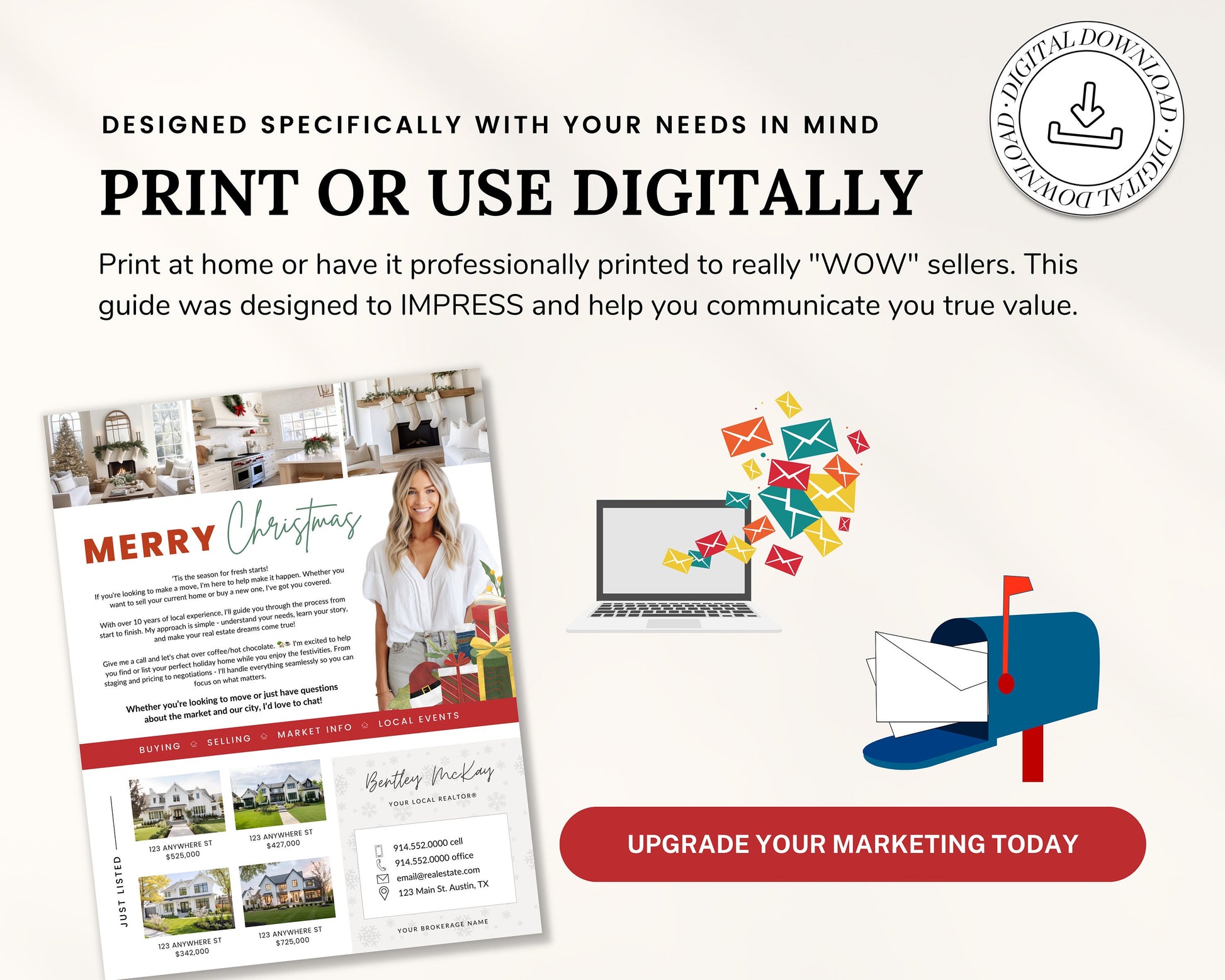 Christmas Real Estate Flyer | Real Estate Marketing | Canva Template | Real Estate Template | Winter | Real Estate Post | Lead Generation