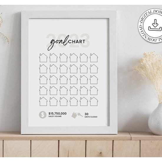 Real Estate Goal Chart | Printable Real Estate Goal Tracker | 2024 New Year Real Estate | Real Estate Planner | Real Estate Canva Template